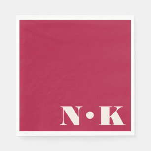 Monogram Initials Christmas Red Custom Wedding Napkins