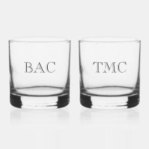 Monogram Initials Classic Wedding Couple Timeless Whiskey Glass