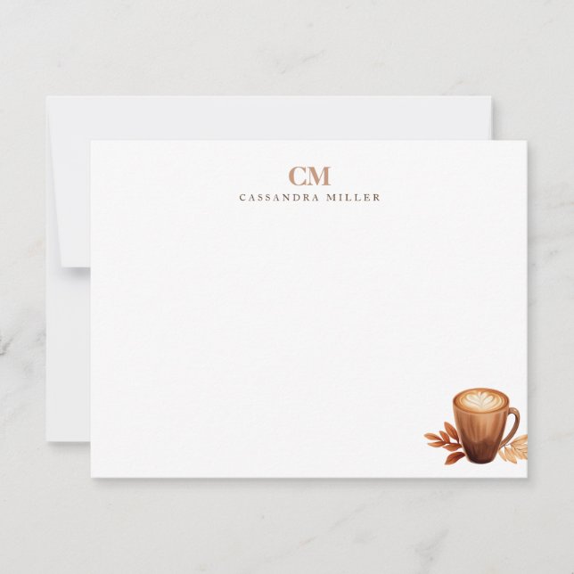 Monogram Initials Coffee Lover  Note Card (Front)