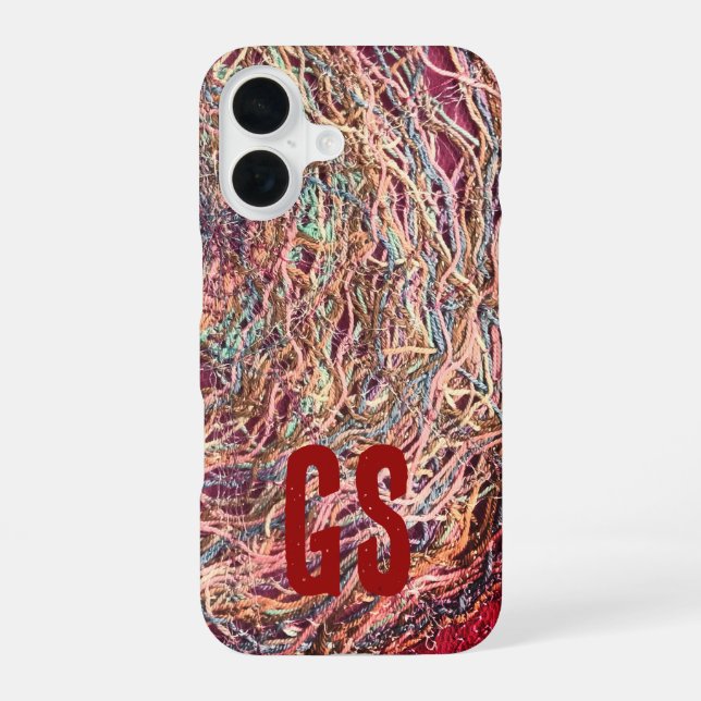 Monogram initials colorful abstract pattern girly iphone case (Back)