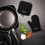 Monogram Initials Couple Name Black Oven Mitt & Pot Holder Set<br><div class="desc">Monogram Initials Couple Name Black Oven Mitt & Pot Holder Set Easily replace the template monogram initial and name with your own. Choose an Oven Mitt and/or Pot Holder. Choose the style from the dropdown menu between silver quilted or black silicon.</div>