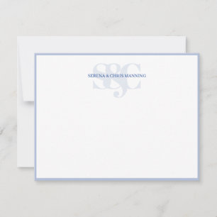 Monogram Initials Custom Couple Wedding Baby Blue Note Card