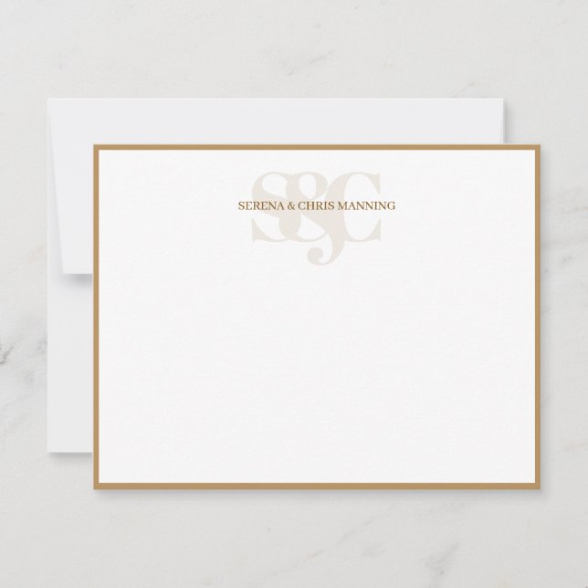 Monogram Initials Custom Couple Wedding Coffee Note Card (Front)