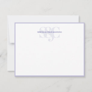 Monogram Initials Custom Couple Wedding Lavender Note Card