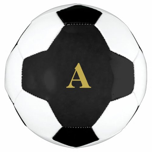 Monogram Initials Custom Golden Name Gold Black Soccer Ball