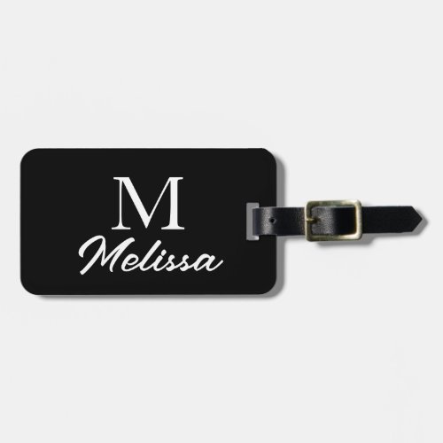 Monogram Initials Custom Name Black White 2023 Luggage Tag