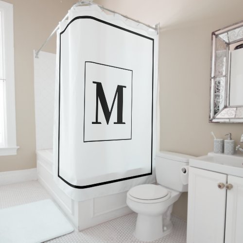Monogram Initials Custom Name Black White 2023 Shower Curtain