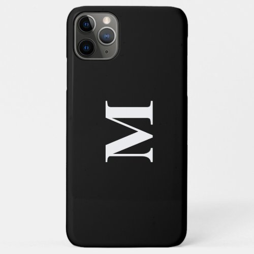 Monogram Initials Custom Name Black White Gift iPhone 11 Pro Max Case
