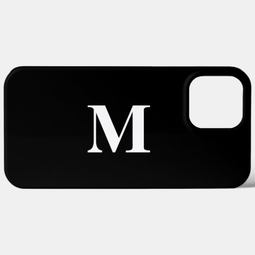 Monogram Initials Custom Name Black White Gift iPhone 13 Pro Max Case