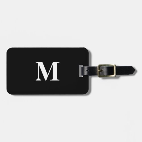 Monogram Initials Custom Name Black White Gift Luggage Tag