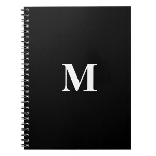 Monogram Initials Custom Name Black White Gift Notebook
