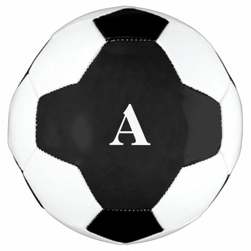 Monogram Initials Custom Name Black White Gift Pla Soccer Ball