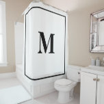 Monogram Initials Custom Name Black White Stylish Shower Curtain at Zazzle