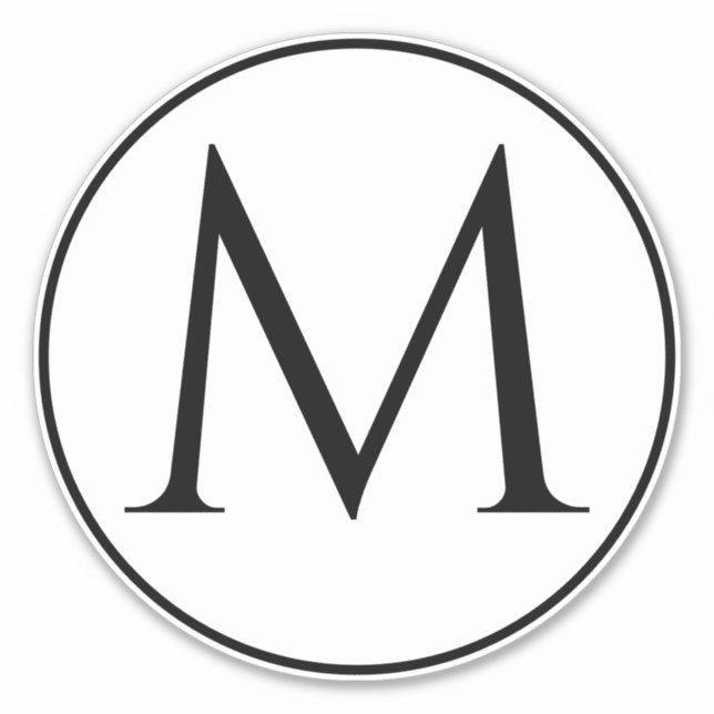 Monogram Initials Custom Name Black White Trendy Sticker (Front)