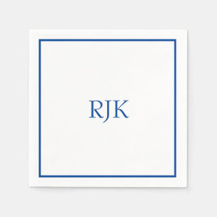 Monogram Initials Custom Name Blue Trendy 2024 Napkins