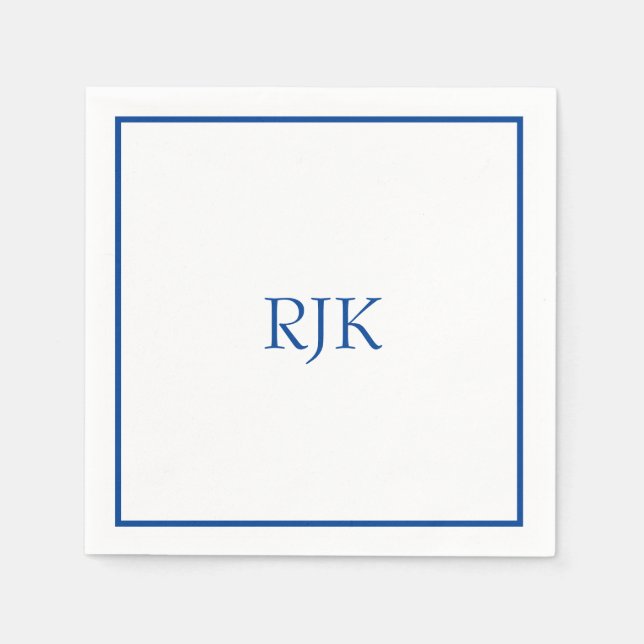Monogram Initials Custom Name Blue Trendy 2024 Napkins (Front)