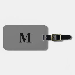 Monogram Initials Custom Name Gray Black Gift Luggage Tag