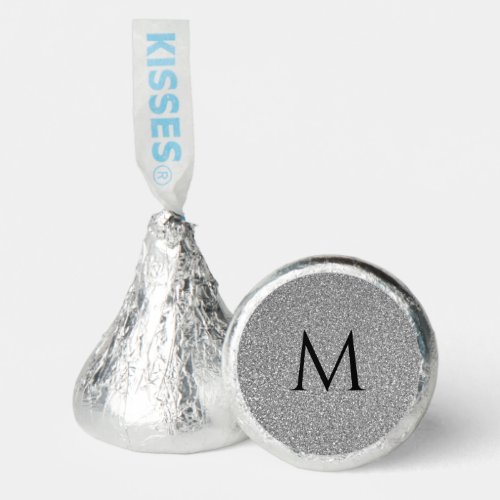 Monogram Initials Custom Name Grey Glitter Cute Hersheys Kisses