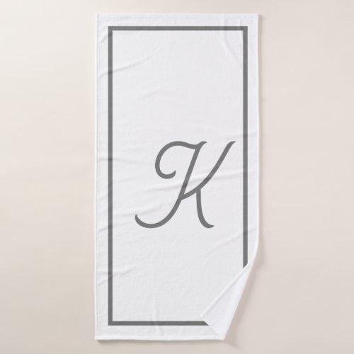 Monogram Initials Custom Name Grey Gray White Bath Towel Set