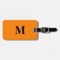 Monogram Initials Custom Name Orange Black Gift Luggage Tag