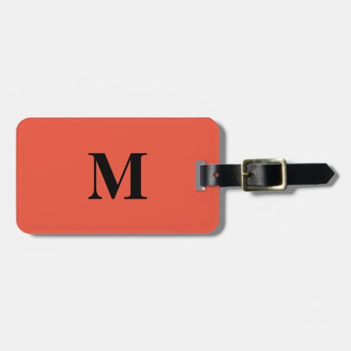 Monogram Initials Custom Name Orange Red Gift Luggage Tag
