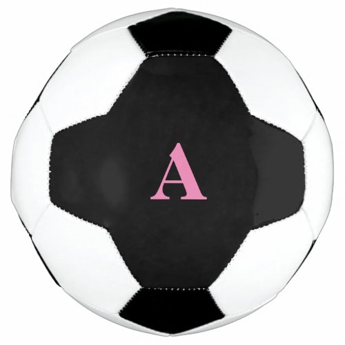 Monogram Initials Custom Name Pink Black Trendy Soccer Ball
