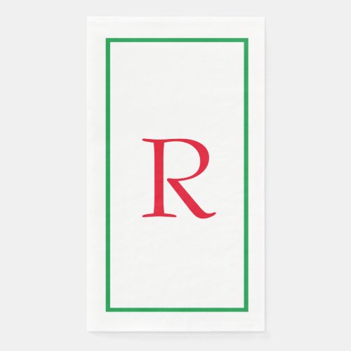 Monogram Initials Custom Name Red Green White Cool Paper Guest Towels