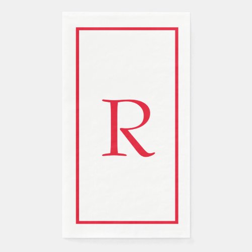 Monogram Initials Custom Name Red White Holiday Paper Guest Towels