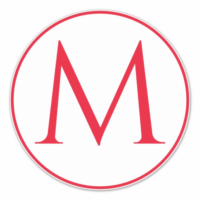 Monogram Initials Custom Name Red White Sticker (Front)
