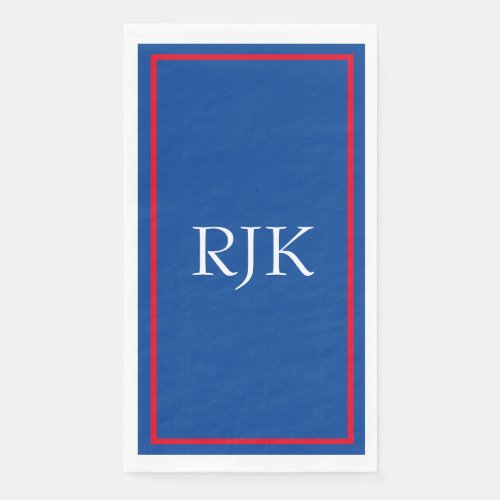 Monogram Initials Custom Red Blue White 2023  Paper Guest Towels