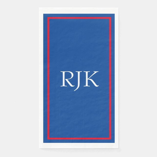 Monogram Initials Custom Red Blue White 2023  Paper Guest Towels (Front)