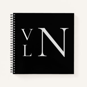 Monogram Initials Customized  Black Notebook