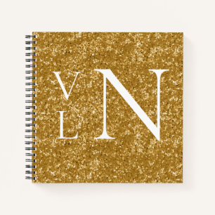 Monogram Initials Customized Gold Notebook