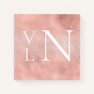 Monogram Initials Customized Peach Notebook