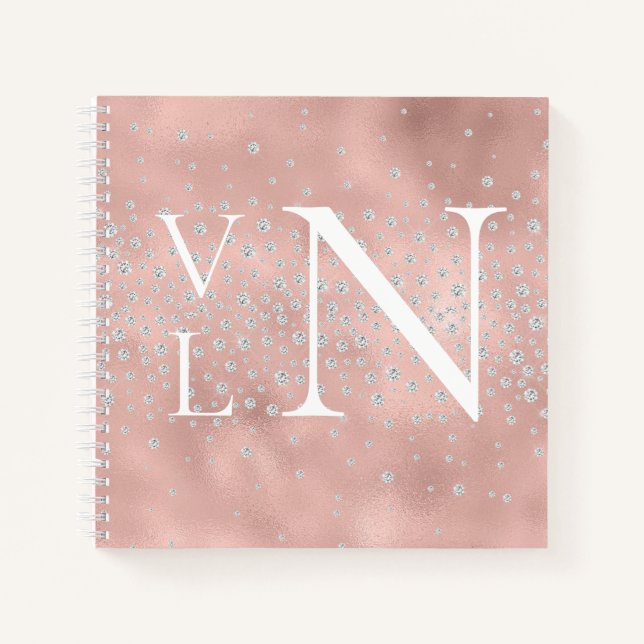 Monogram Initials Customized Peach Notebook (Front)