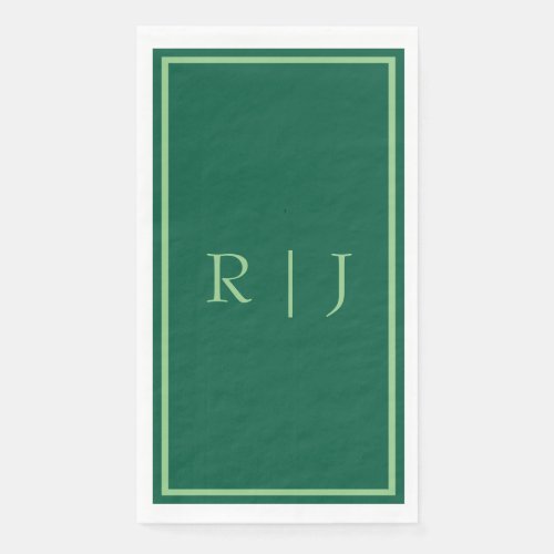 Monogram Initials Dark Green Sage Cool Wedding Paper Guest Towels