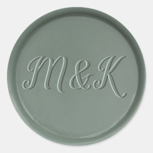 Monogram Initials Dark Sage Wax Seal Sticker