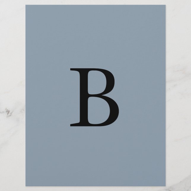 Monogram Initials Dusty Blue Weddings Bridal Party Letterhead (Front)