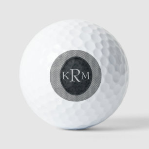 Monogram Initials Elegant Black Floral Golf Balls