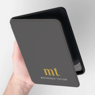 Monogram initials elegant modern personalized name kindle cover