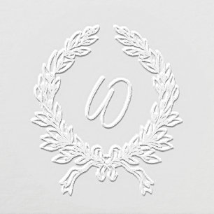 Monogram initials family crest wreath embosser