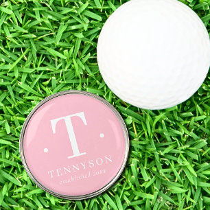 Monogram Initials Feminine Pink Elegant  Golf Ball Marker