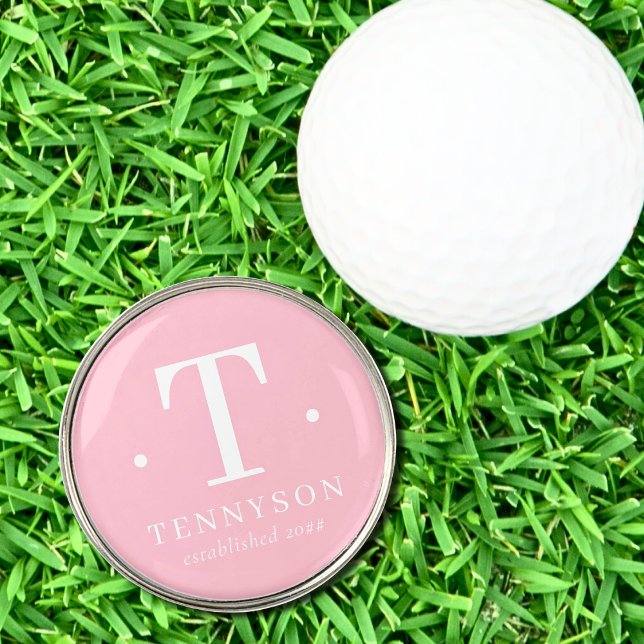 Monogram Initials Feminine Pink Elegant  Golf Ball Marker (Creator Uploaded)