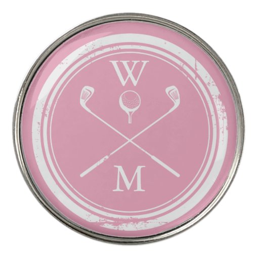 Monogram Initials Feminine Pink Golf Ball Marker Zazzle