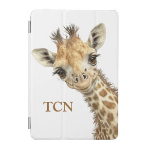 Monogram Initials Giraffe Cute Adorable Watercolor iPad Mini Cover