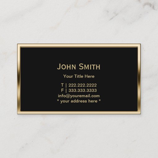 Monogram Initials Gold Framed Professional Dark Business Card | Zazzle