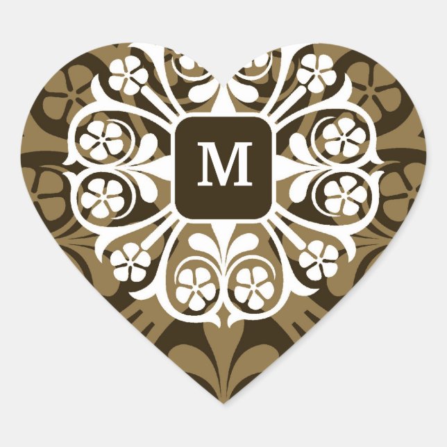 Monogram Initials Gold Heart Stickers (Front)