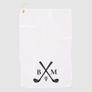 Monogram Initials Golf Clubs Theme Modern Elegant Golf Towel
