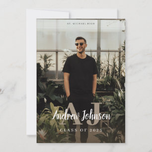 Monogram Initials Graduation Announcement for Guys