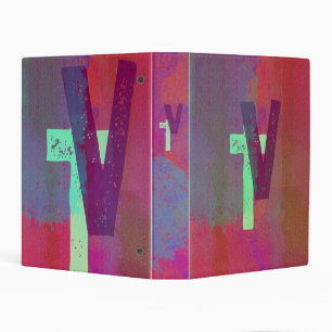Monogram Initials Grunge Funky Purple Green Art Mini Binder